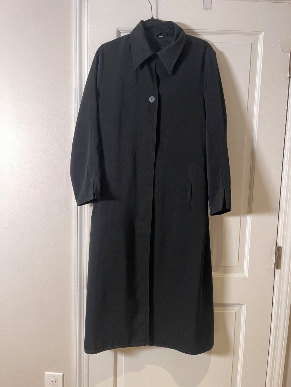 Four seasons london black long trench coat women M - Picture 5 of 12